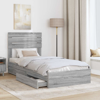 vidaXL Storage Bed Grey Sonoma 100 x 200 cm Engineered Wood