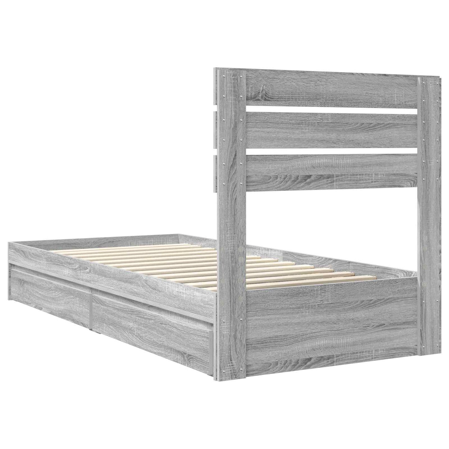 vidaXL Storage Bed Grey Sonoma 100 x 200 cm Engineered Wood