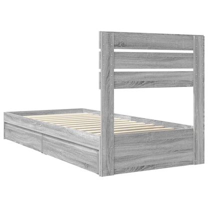 vidaXL Storage Bed Grey Sonoma 100 x 200 cm Engineered Wood