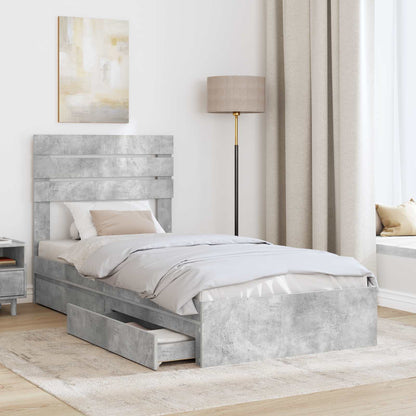vidaXL Storage Bed Concrete Grey 90 x 190 cm Engineered Wood