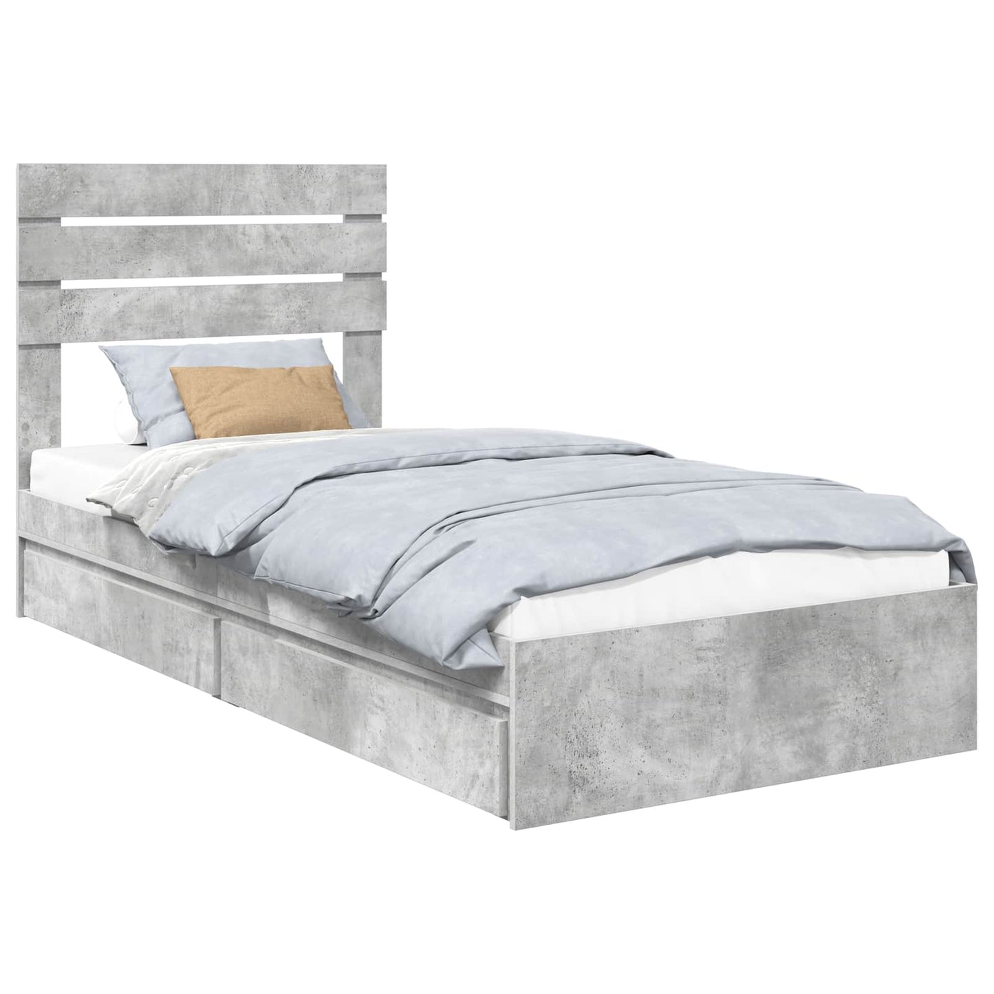 vidaXL Storage Bed Concrete Grey 90 x 190 cm Engineered Wood