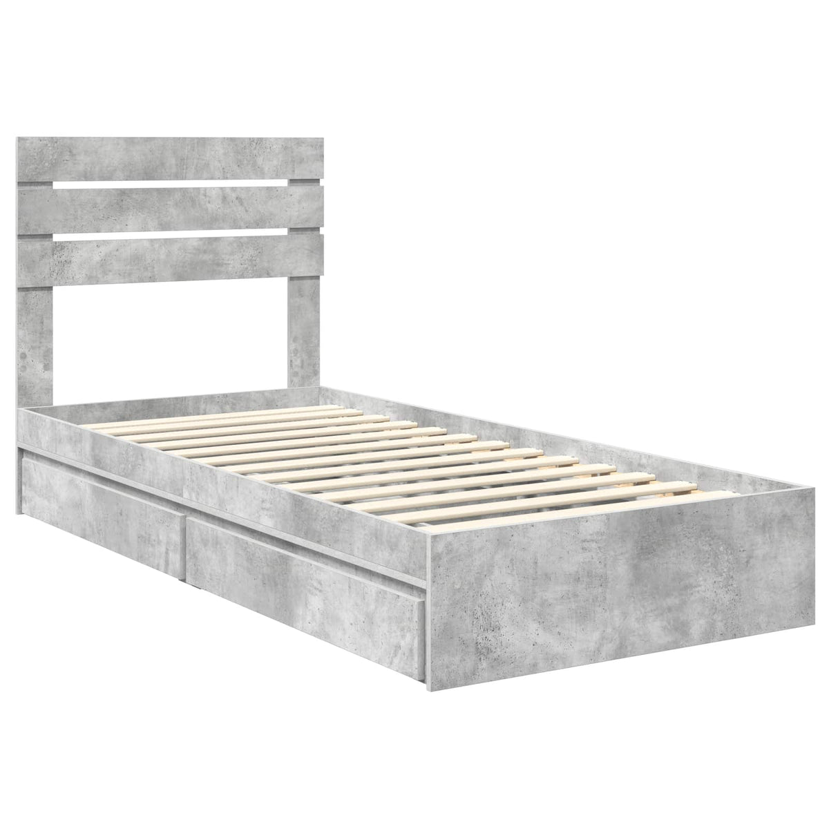 vidaXL Storage Bed Concrete Grey 90 x 190 cm Engineered Wood