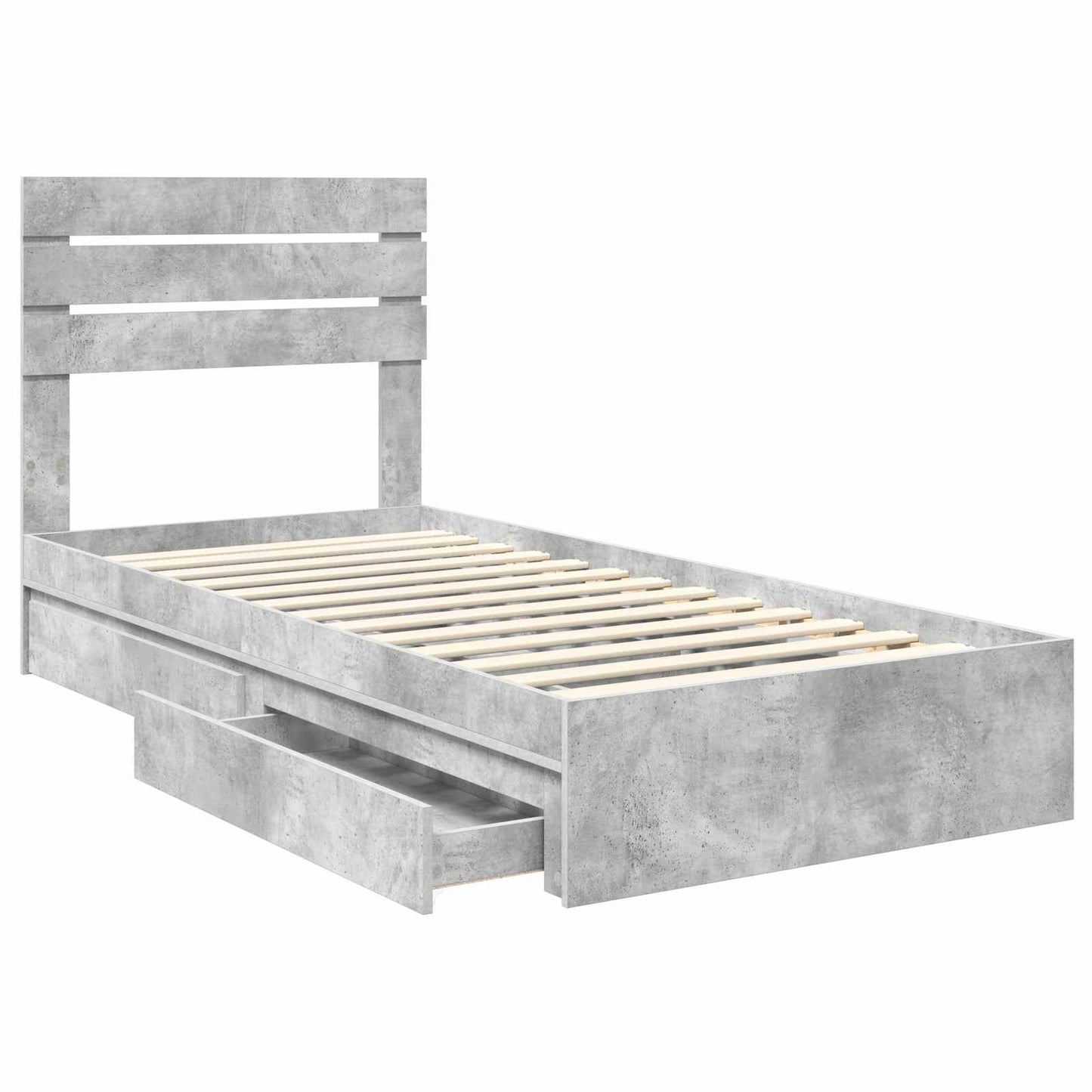 vidaXL Storage Bed Concrete Grey 90 x 190 cm Engineered Wood