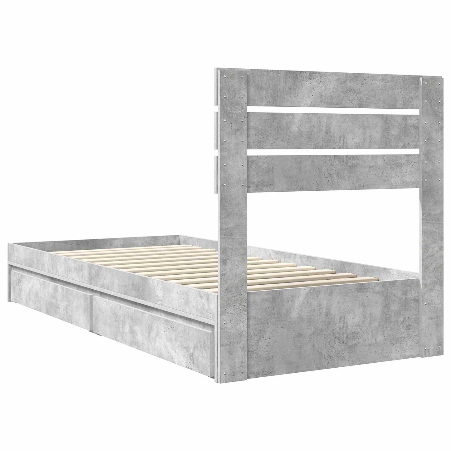 vidaXL Storage Bed Concrete Grey 90 x 190 cm Engineered Wood