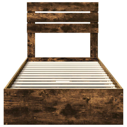 vidaXL Storage Bed with Drawer Smoked Oak 90 x 190 cm Engineered Wood