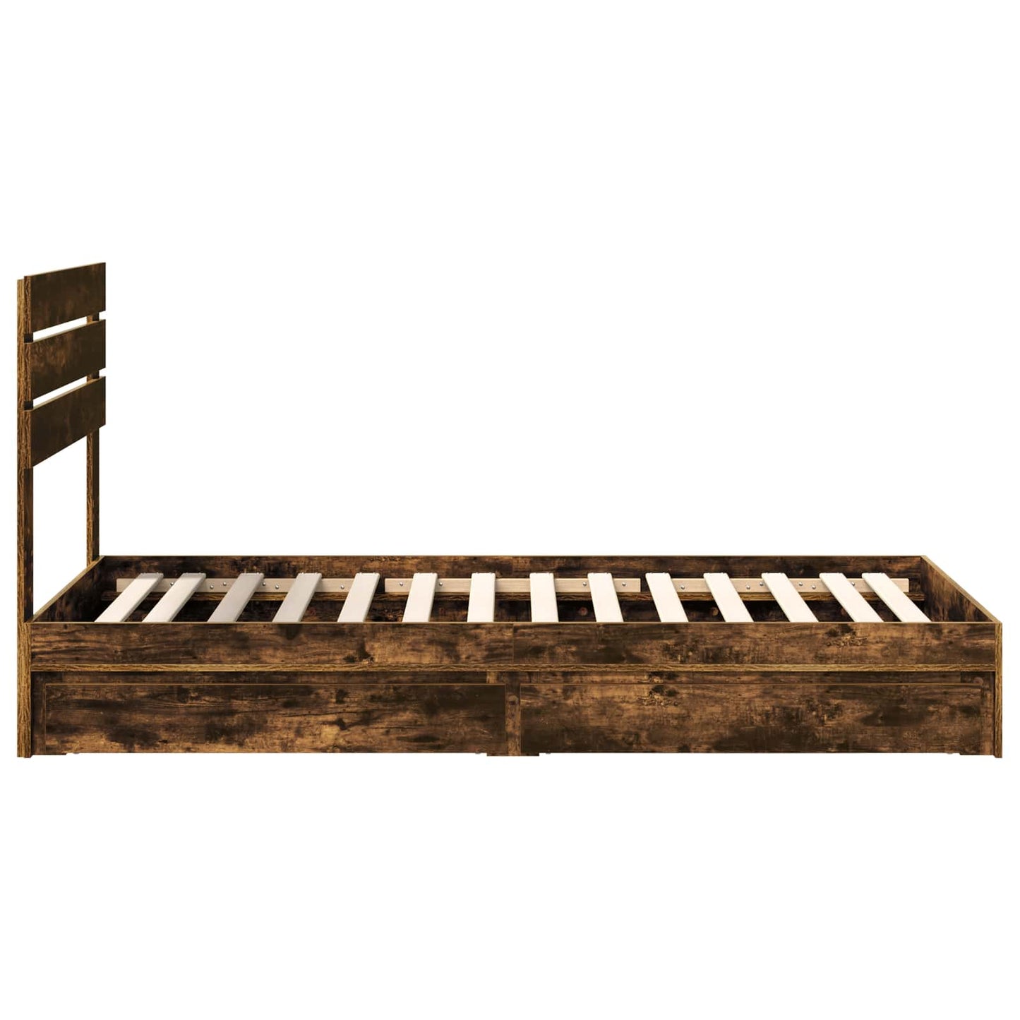 vidaXL Storage Bed with Drawer Smoked Oak 90 x 190 cm Engineered Wood