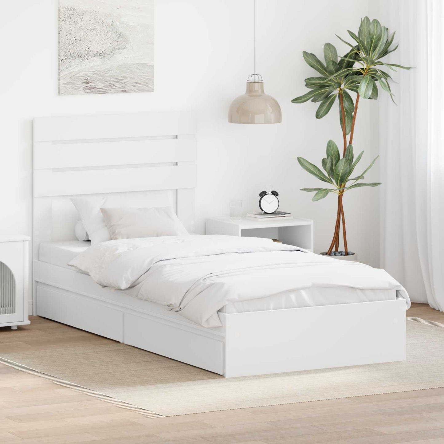 vidaXL Storage Bed with Headboard White 75 x 190 cm Engineered Wood