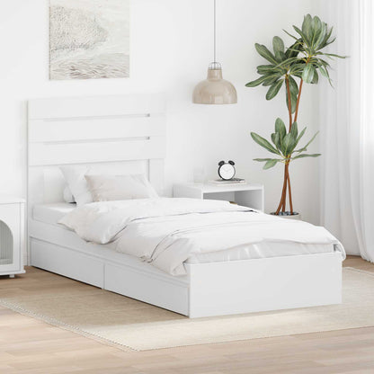vidaXL Storage Bed with Headboard White 75 x 190 cm Engineered Wood