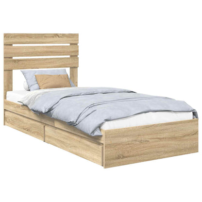 vidaXL Storage Bed with Drawer Sonoma Oak 75 x 190 cm Engineered Wood