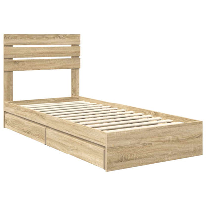 vidaXL Storage Bed with Drawer Sonoma Oak 75 x 190 cm Engineered Wood