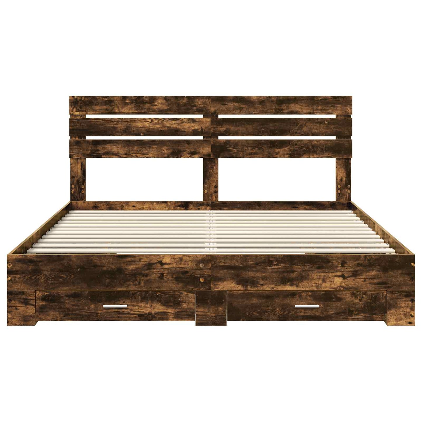 vidaXL Bed Frame with Drawer Smoked Oak 200 x 200 cm Engineered Wood