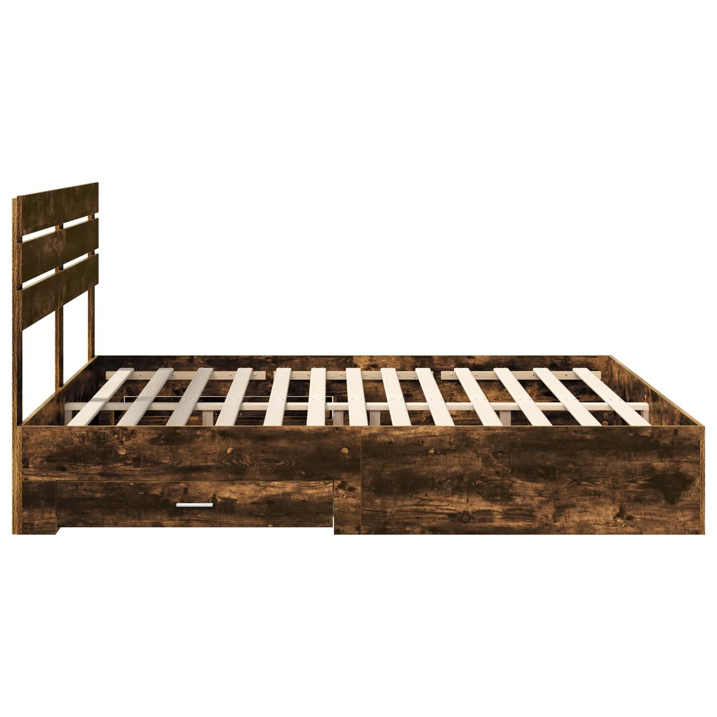 vidaXL Bed Frame with Drawer Smoked Oak 200 x 200 cm Engineered Wood