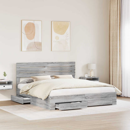 vidaXL Bed Frame with Drawer with Headboard Manual Engineered Wood