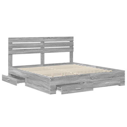 vidaXL Bed Frame with Drawer with Headboard Manual Engineered Wood