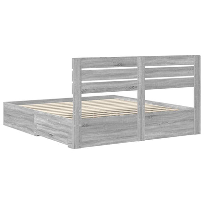 vidaXL Bed Frame with Drawer with Headboard Manual Engineered Wood