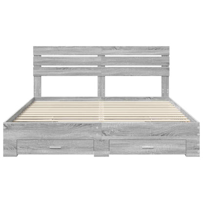 vidaXL Bed Frame with Drawer with Headboard Manual Engineered Wood