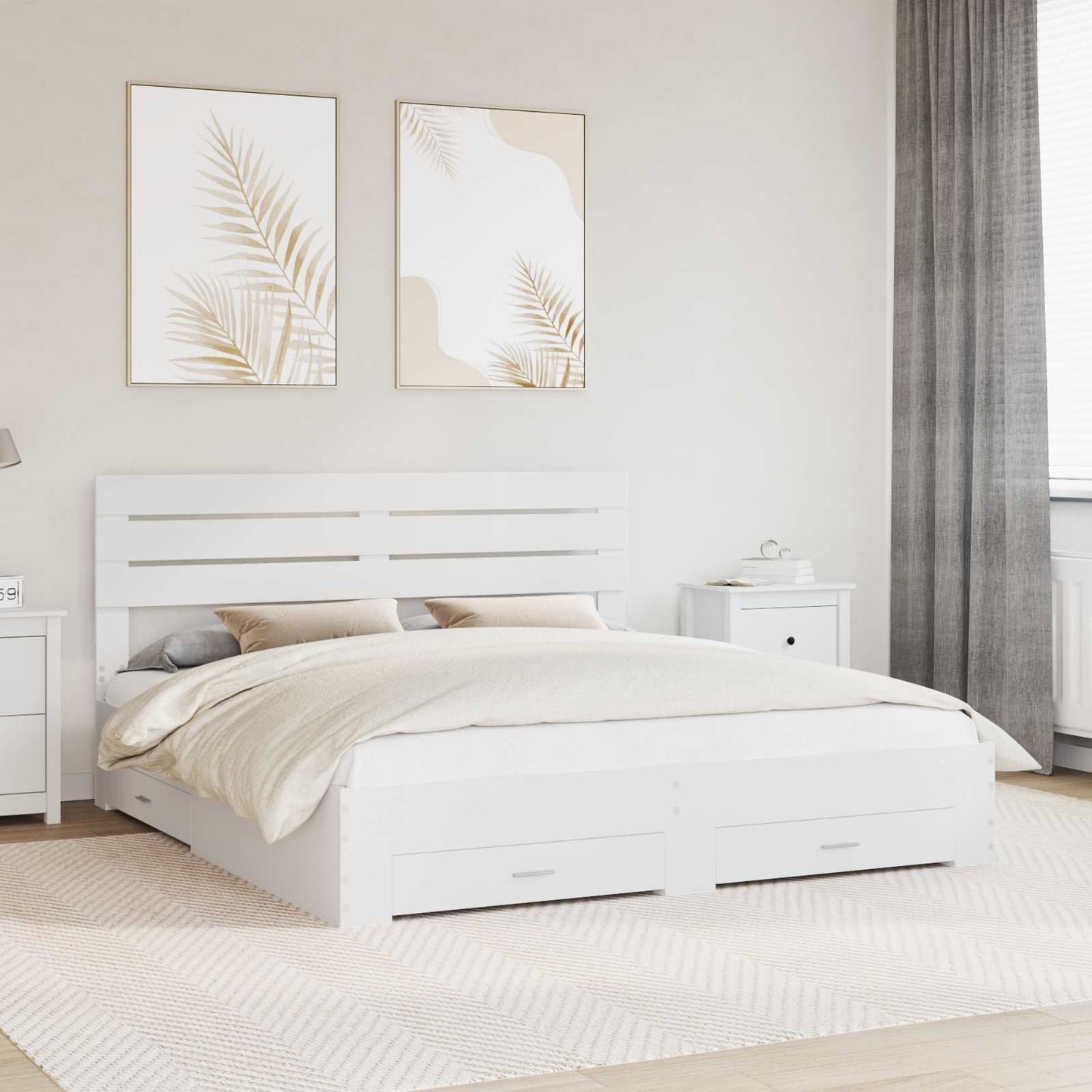 vidaXL Bed Frame with Drawer with Headboard Manual Engineered Wood