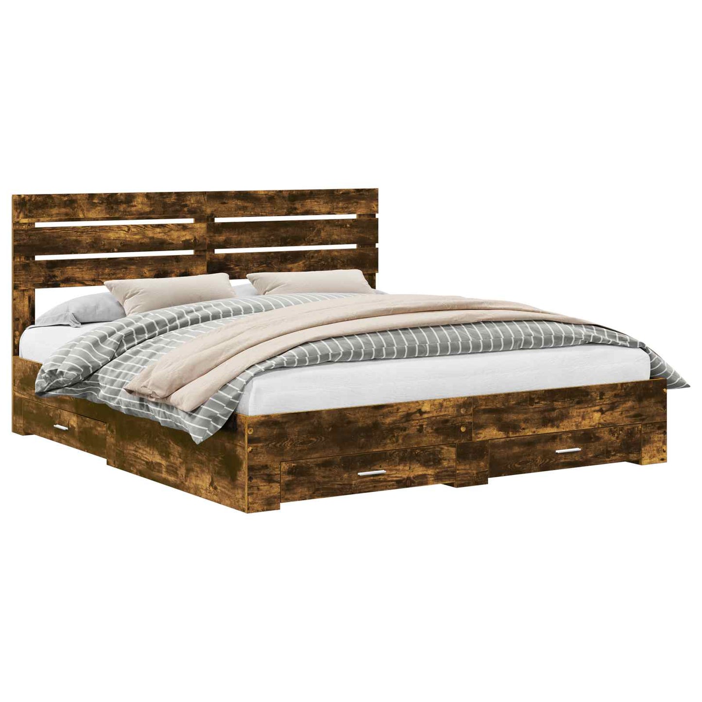 vidaXL Bed Frame with Drawer with Headboard Manual Engineered Wood