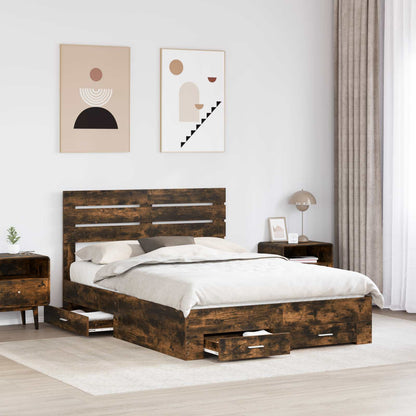 vidaXL Bed Frame with Drawer with Headboard Manual Engineered Wood