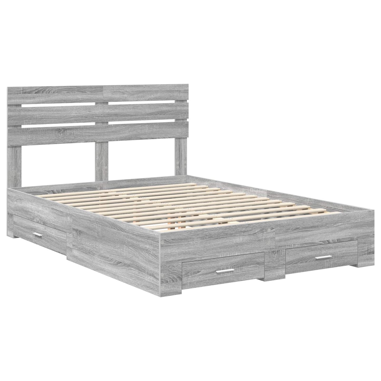 vidaXL Bed Frame with Drawer Grey Sonoma 140 x 200 cm Engineered Wood