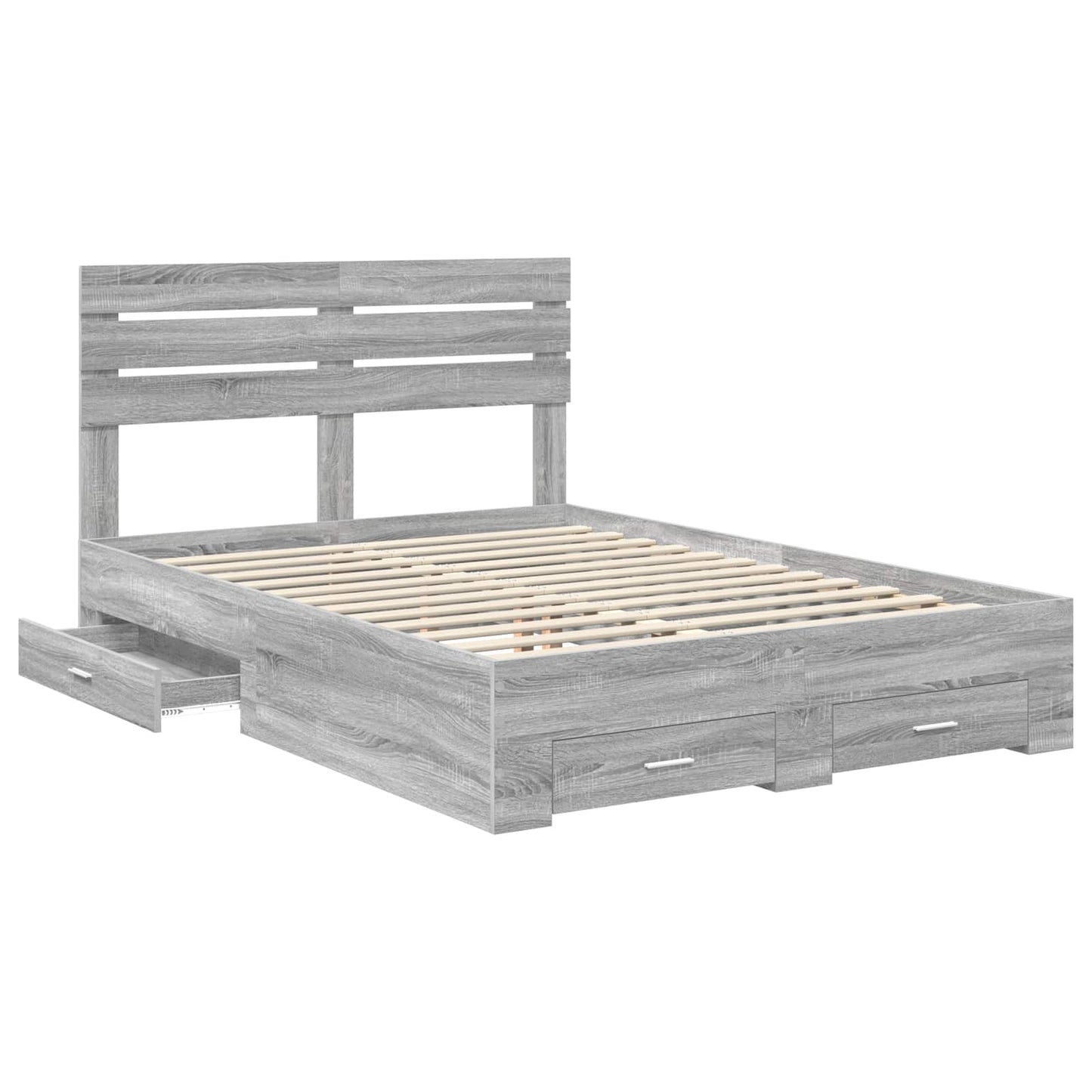vidaXL Bed Frame with Drawer Grey Sonoma 140 x 200 cm Engineered Wood