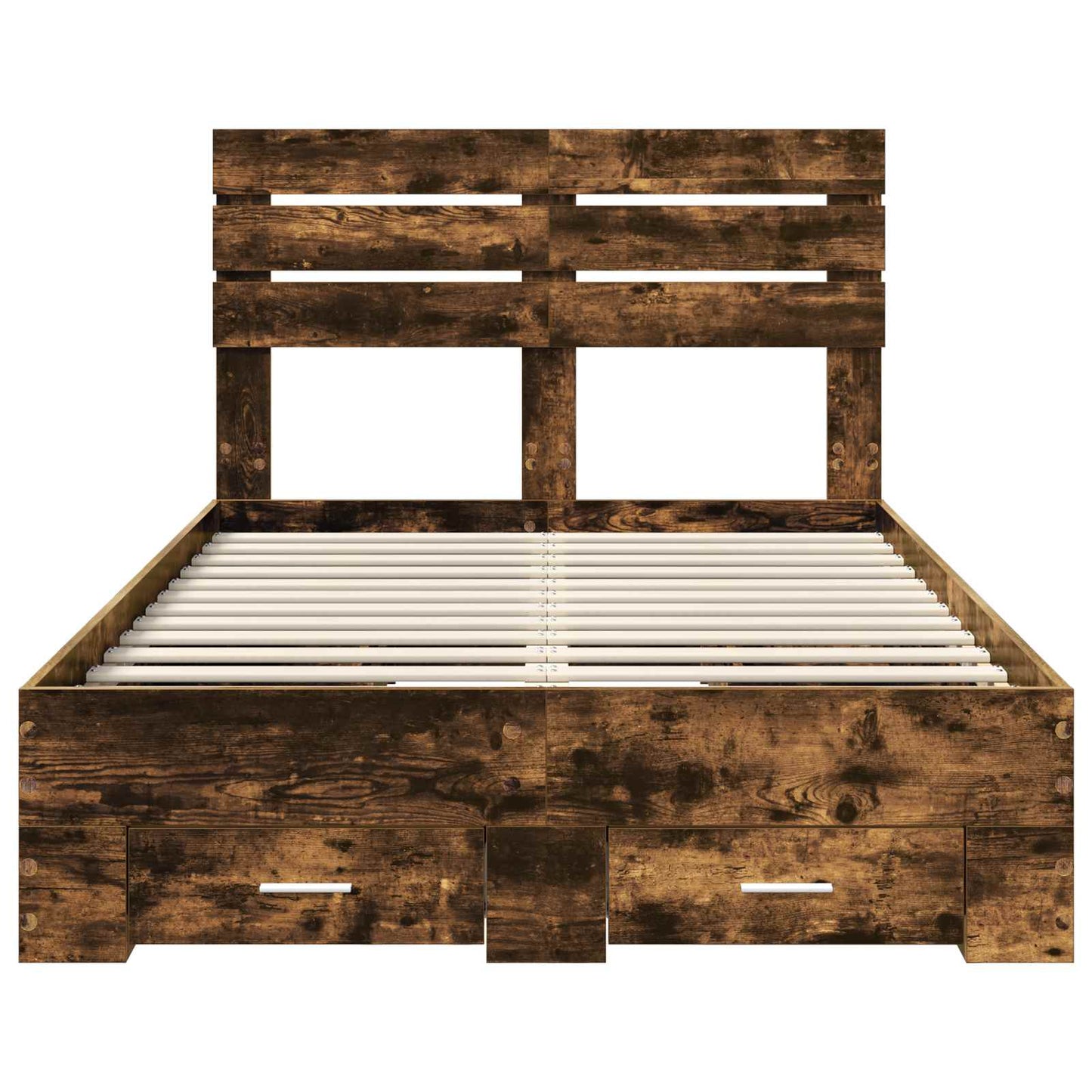 vidaXL Bed Frame with Drawer Smoked Oak 135 x 190 cm Engineered Wood