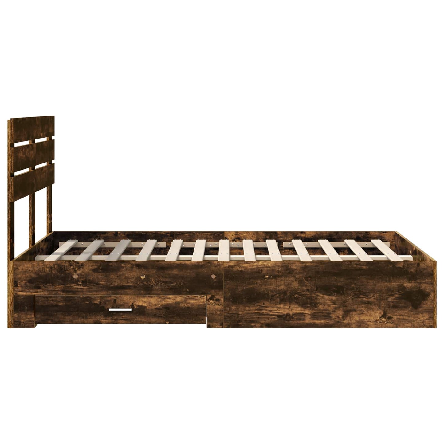 vidaXL Bed Frame with Drawer Smoked Oak 135 x 190 cm Engineered Wood