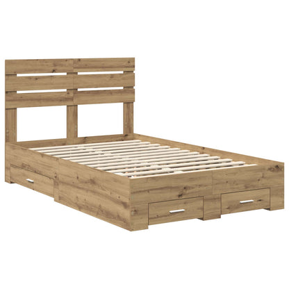 vidaXL Bed Frame with Drawer Artisan Oak 120 x 190 cm Engineered Wood