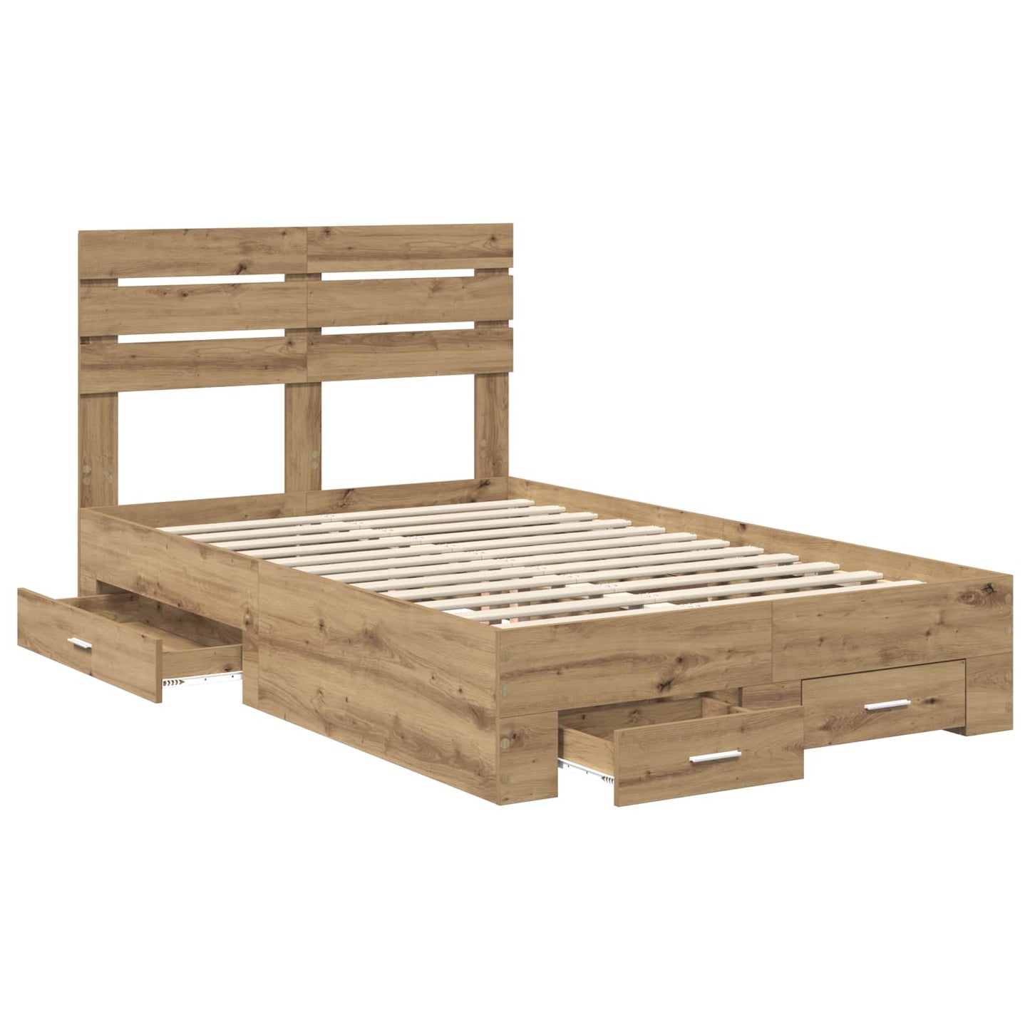 vidaXL Bed Frame with Drawer Artisan Oak 120 x 190 cm Engineered Wood