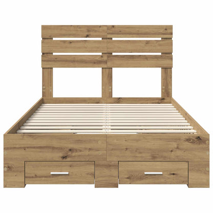 vidaXL Bed Frame with Drawer Artisan Oak 120 x 190 cm Engineered Wood