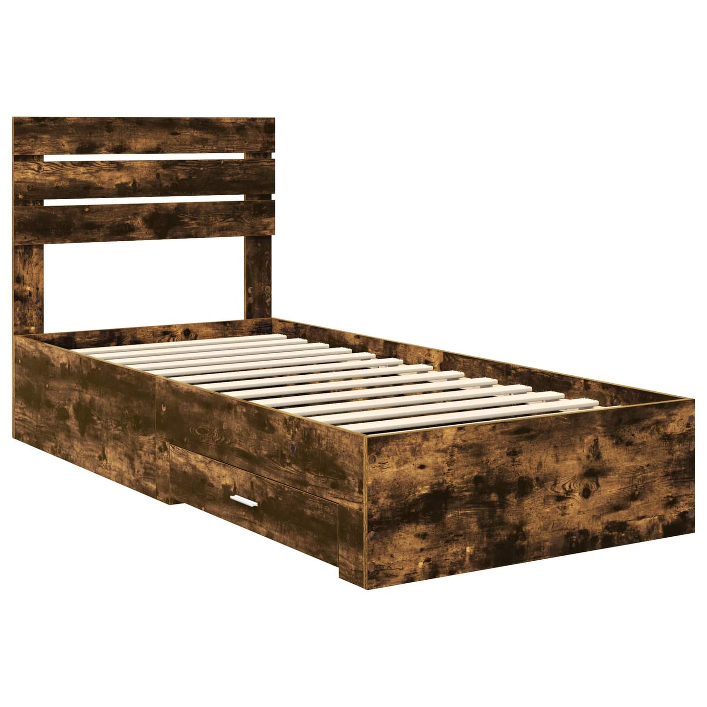 vidaXL Bed Frame with Drawer Smoked Oak 100 x 200 cm Engineered Wood