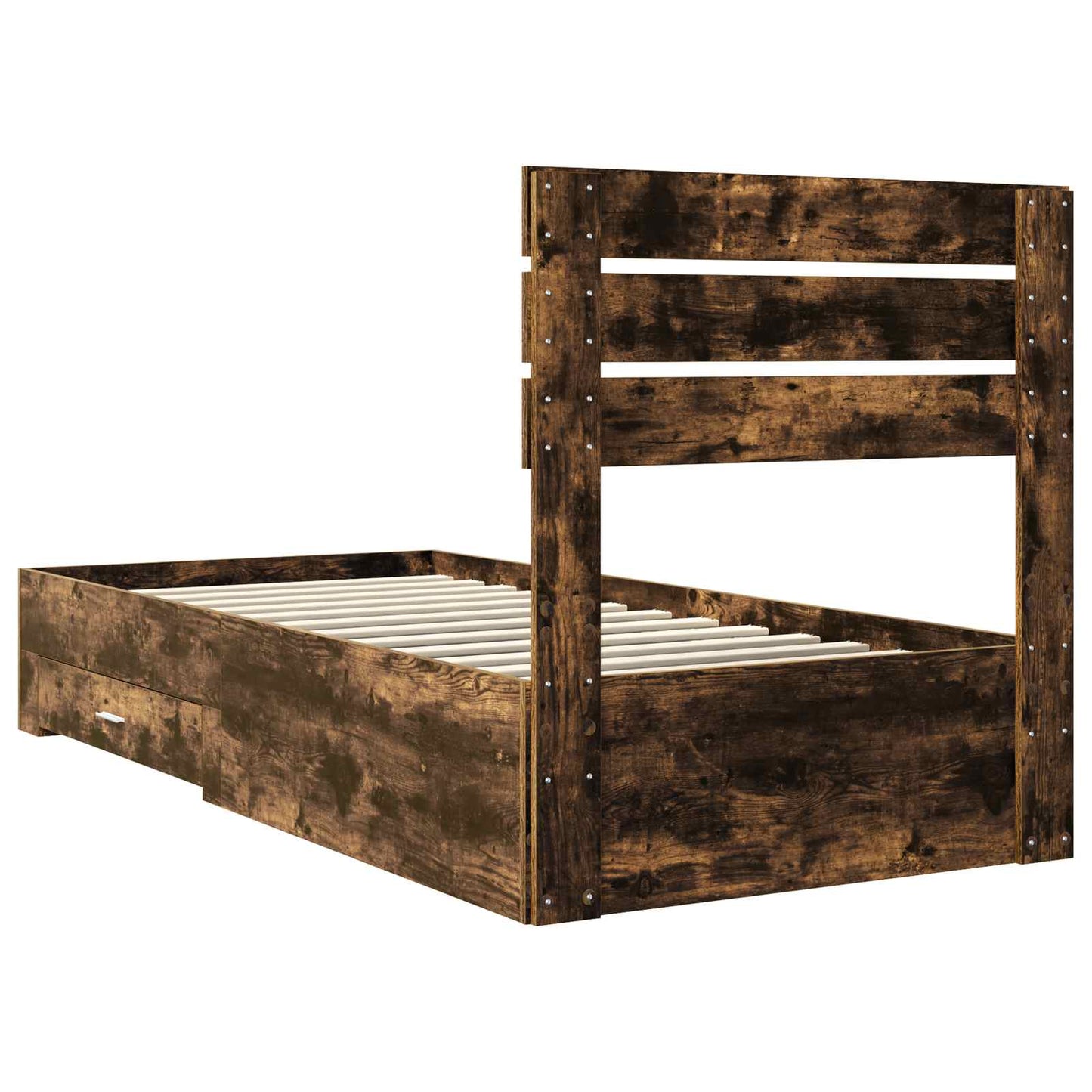 vidaXL Bed Frame with Drawer Smoked Oak 100 x 200 cm Engineered Wood