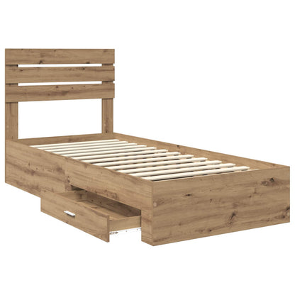 vidaXL Bed Frame with Drawer Artisan Oak 100 x 200 cm Engineered Wood