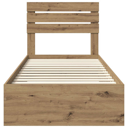 vidaXL Bed Frame with Drawer Artisan Oak 100 x 200 cm Engineered Wood