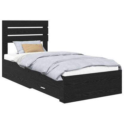 vidaXL Bed Frame with Headboard Black Oak 90 x 200 cm Engineered Wood