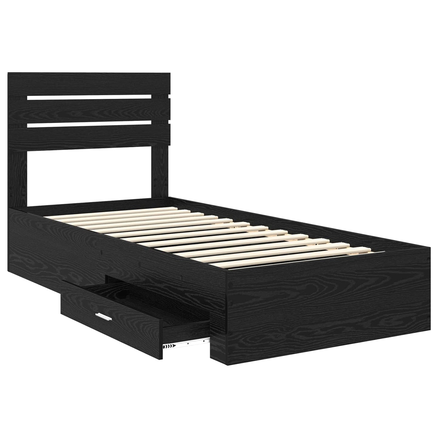 vidaXL Bed Frame with Headboard Black Oak 90 x 200 cm Engineered Wood
