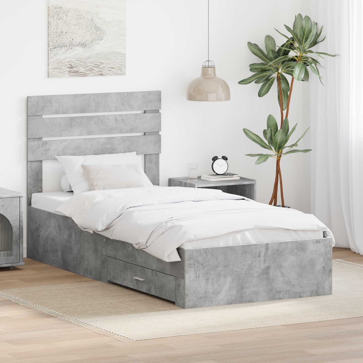 vidaXL Bed Frame with Drawer with Headboard Manual Engineered Wood