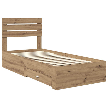 vidaXL Bed Frame with Drawer Artisan Oak 90 x 200 cm Engineered Wood
