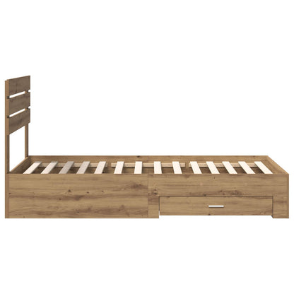 vidaXL Bed Frame with Drawer Artisan Oak 90 x 200 cm Engineered Wood