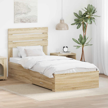 vidaXL Bed Frame with Headboard Sonoma Oak 90 x 190 cm Engineered Wood