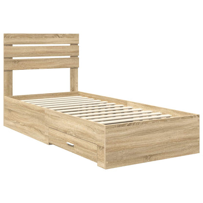 vidaXL Bed Frame with Headboard Sonoma Oak 90 x 190 cm Engineered Wood
