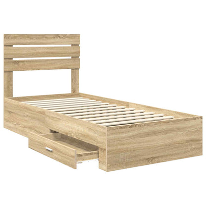 vidaXL Bed Frame with Headboard Sonoma Oak 90 x 190 cm Engineered Wood