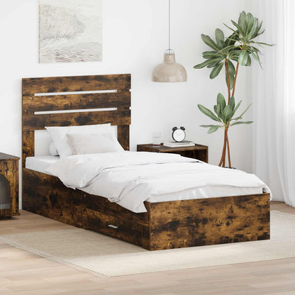 vidaXL Bed Frame with Drawer with Headboard Manual Engineered Wood