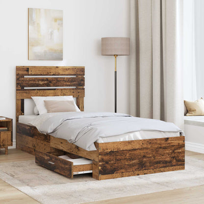 vidaXL Bed Frame with Drawer with Headboard Manual Engineered Wood