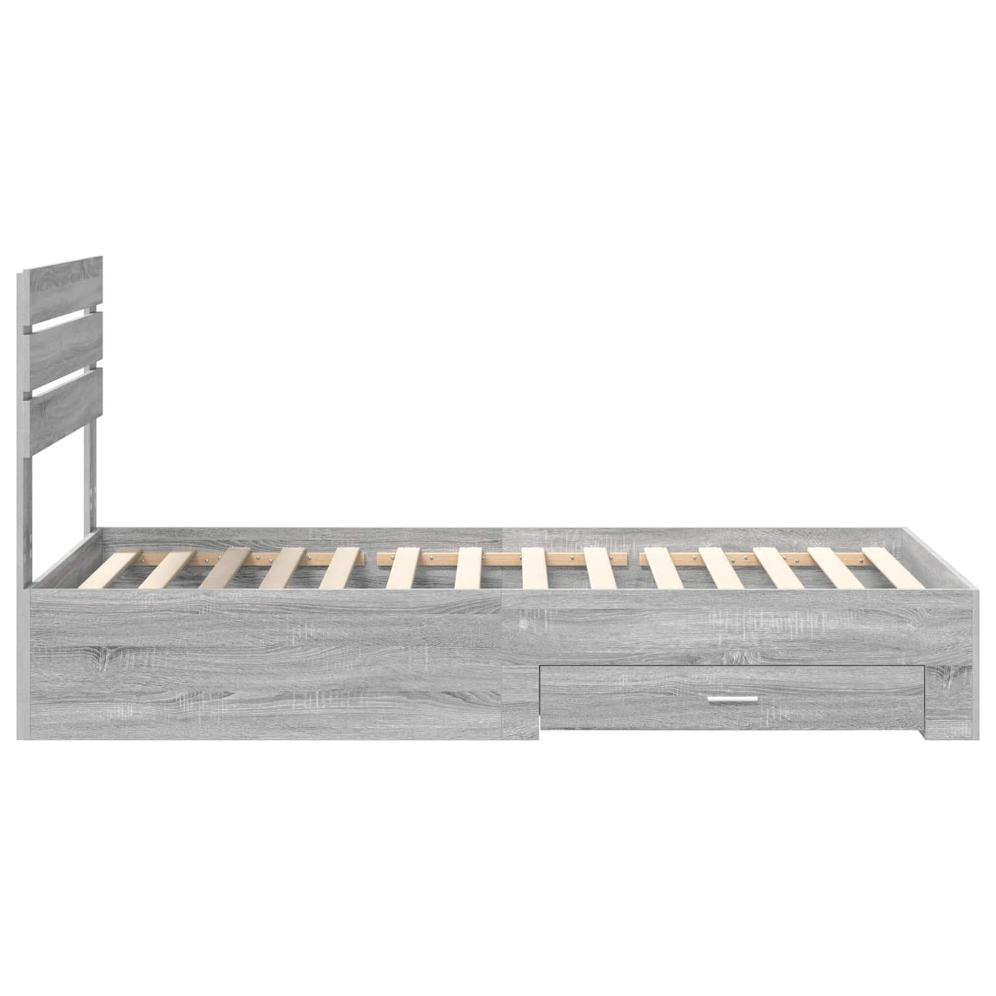 vidaXL Bed Frame Grey Sonoma and Silver 75 x 190 cm Engineered Wood