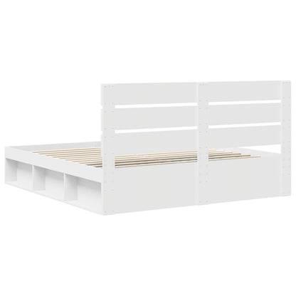 vidaXL Bed Frame with Headboard White 200 x 200 cm Solid Pine Wood
