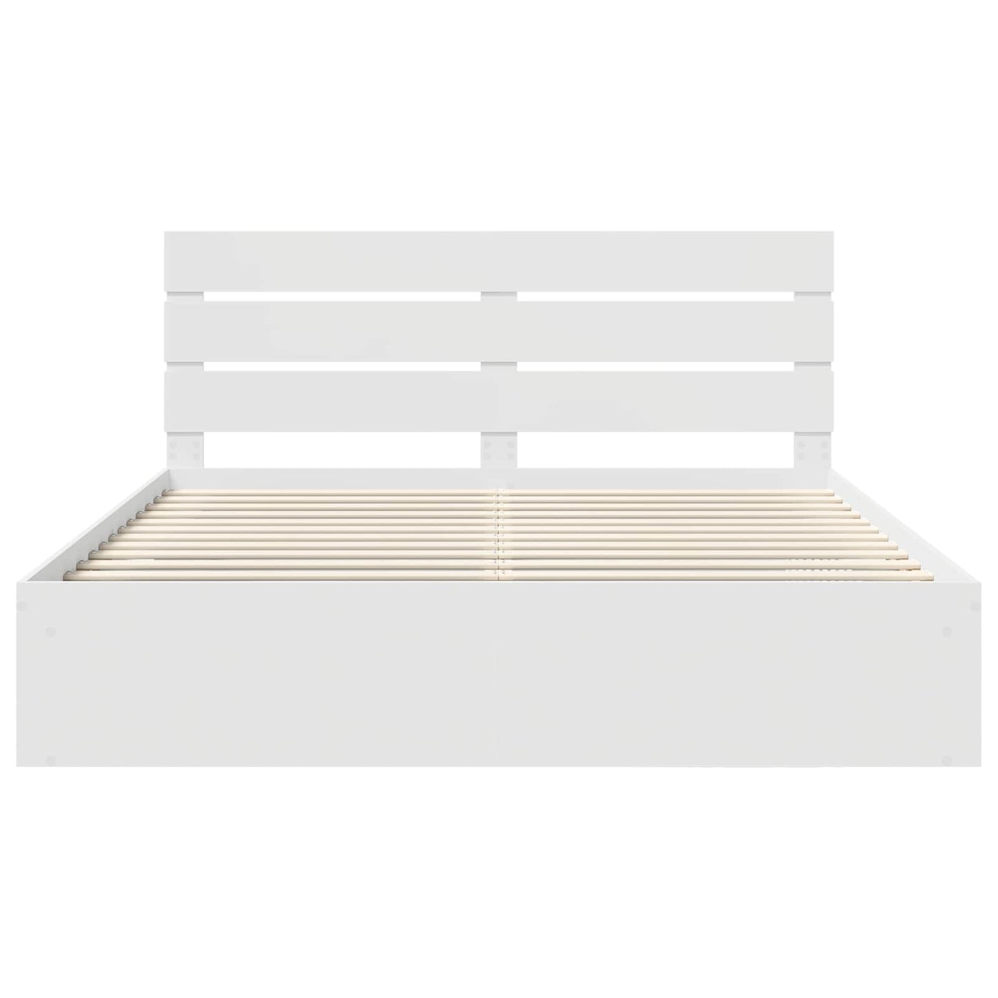vidaXL Bed Frame with Headboard White 200 x 200 cm Solid Pine Wood