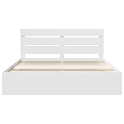 vidaXL Bed Frame with Headboard White 200 x 200 cm Solid Pine Wood