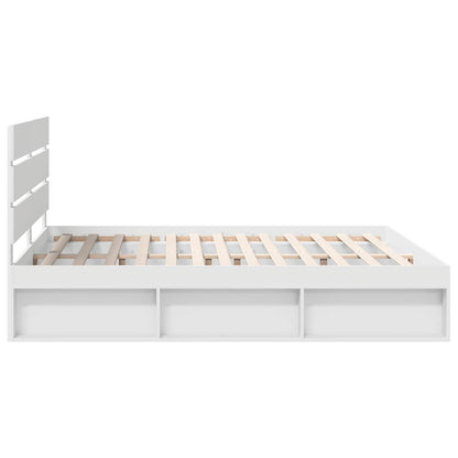 vidaXL Bed Frame with Headboard White 200 x 200 cm Solid Pine Wood