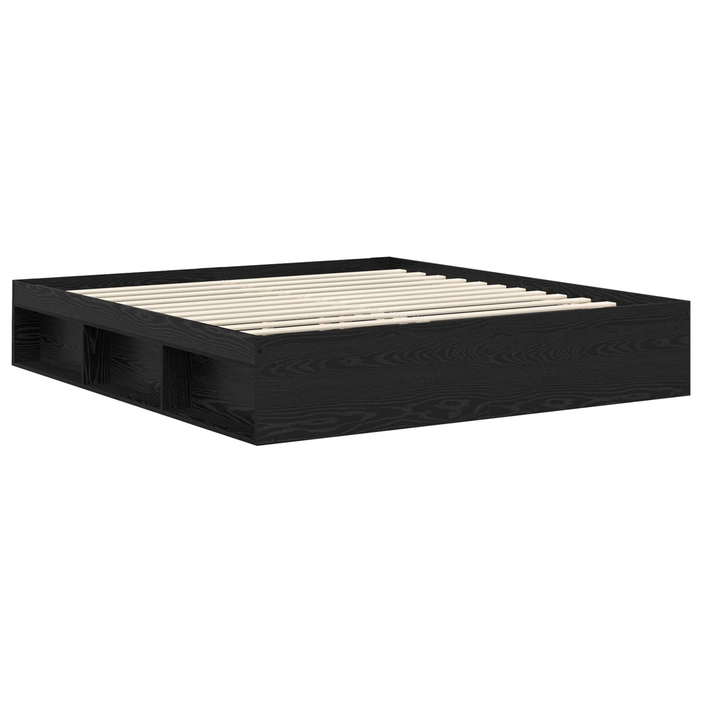 vidaXL Bed Frame with Headboard Black 200 x 200 cm Solid Pine Wood